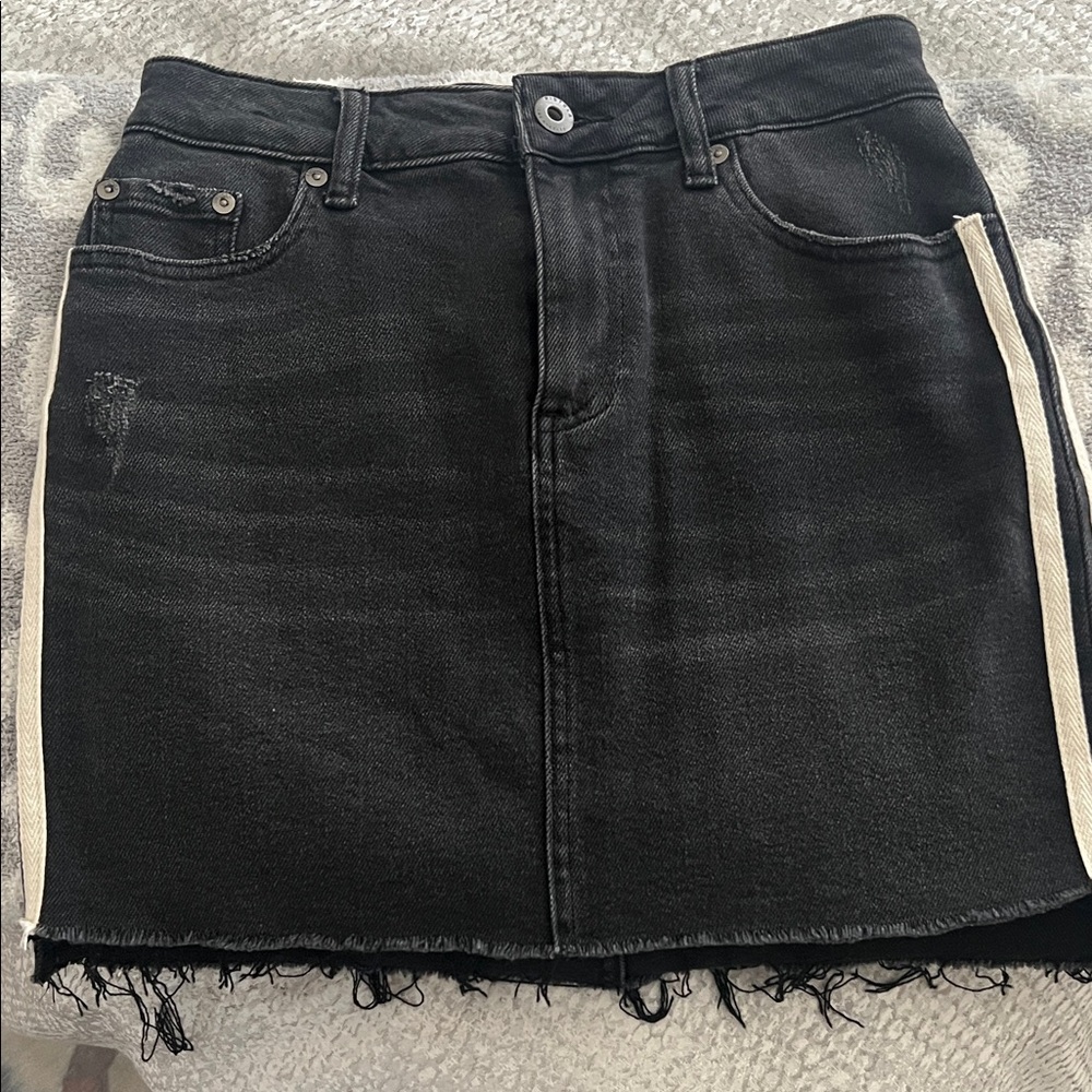 ☀️SUMMER☀️ Pistola Black Denim Mini Skirt with Frayed Hem - Size XS